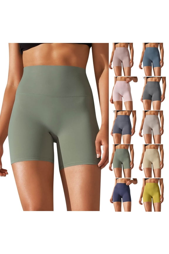 High Waisted Biker Shorts for Women Butt Lifting Scrunch Gym Yoga Shorts Tummy Control 4'' Workout Shorts Stretchy Casual Booty Shorts