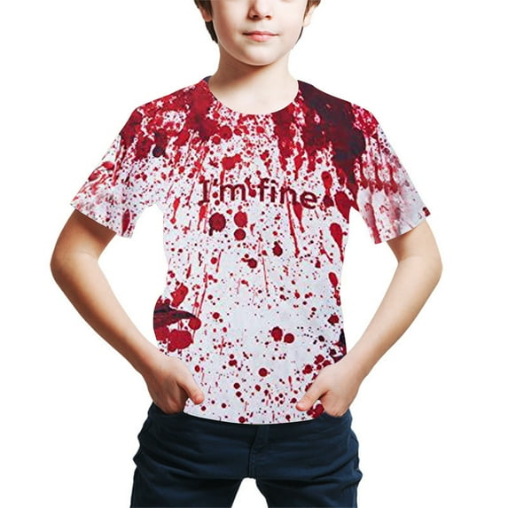 Aboser I'm Fine Kids Boys Summer T Shirts Short Sleeve Toddler Boy Graphic Tees Halloween Costume for Children Size 4-15Y