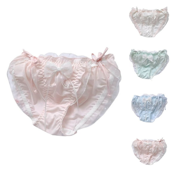 Aboser Juniors Girls Cute Underwear with Bow No Show Invisible Panties for Women Mid Waisted Mesh Underwear Full Coverage Breathable Hipster Briefs