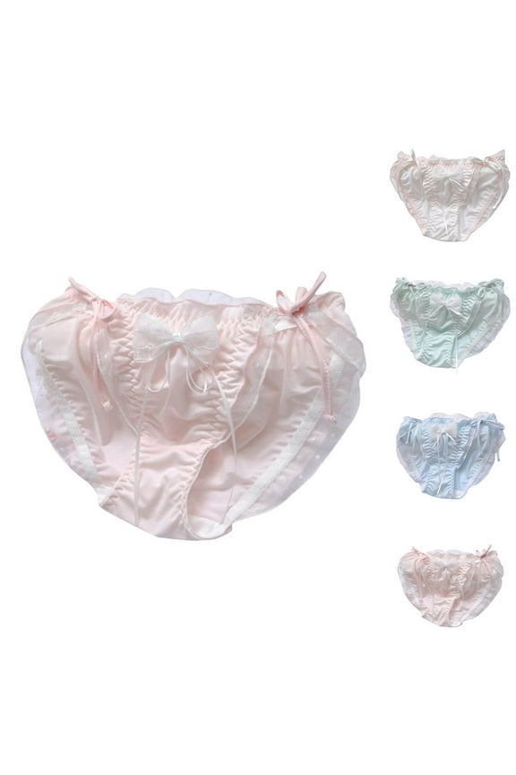 Juniors Girls Cute Underwear with Bow No Show Invisible Panties for Women Mid Waisted Mesh Underwear Full Coverage Breathable Hipster Briefs