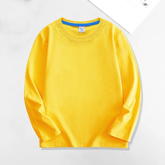 Aboser Kids Boys Basic Shirt Long Sleeve Fall Pullover Soft Solid Color Tops Casual Plain T Shirts Cozy Round Neck Tee Clothes Size 90-150