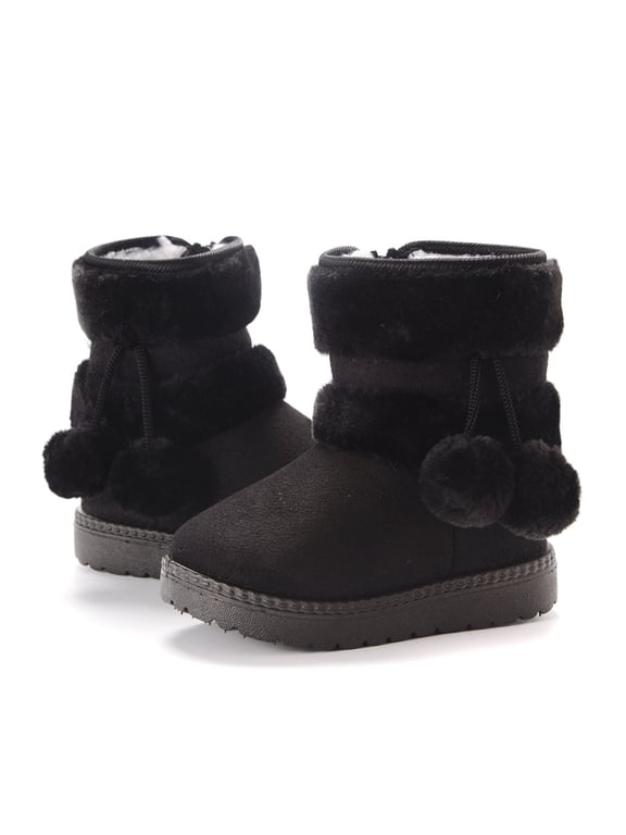 Kids Girls High Top Snow Booties 12 Months-11 Years Winter Outdoor Boots Warm Faux Fur Lined Shoes Soft Suede Hiking Booties Comfort Mini Boots
