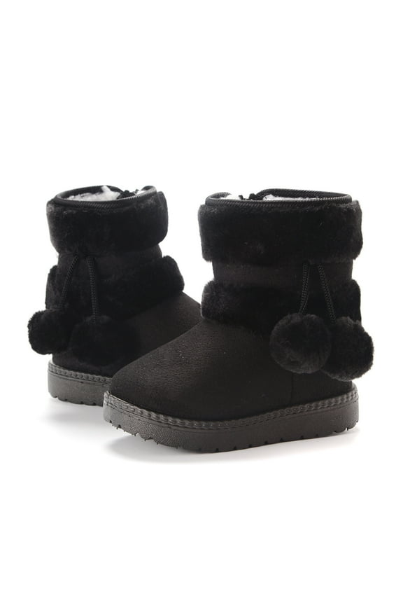 Kids Girls High Top Snow Booties 12 Months-11 Years Winter Outdoor Boots Warm Faux Fur Lined Shoes Soft Suede Hiking Booties Comfort Mini Boots