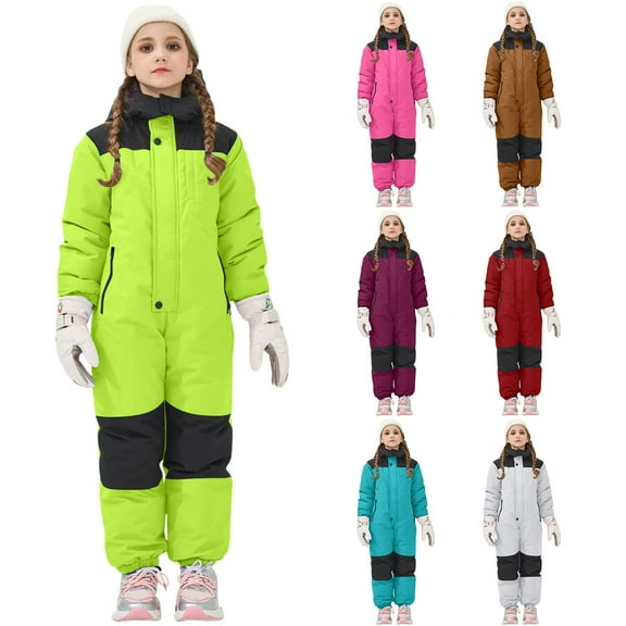 Aboser Kids Snow Suit Boys and Girls Winter Snowboarding Ski Suits Thermal Lined Waterproof Snowsuits Unisex Children One Piece Coveralls