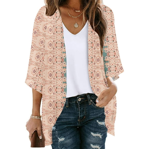 Aboser Kimonos for Women Boho Floral Print Kimono Cardigans Casual Lightweight Summer Cardigan Sweater Oversized Open Front Outwear Tops Loose Beach Wear Cover Up Blouses