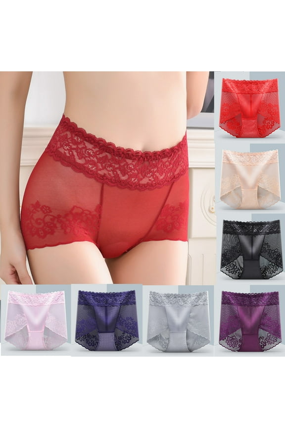 Lace Briefs for Women Breathable Hipster Panties Stretch Seamless Bikini Briefs High Waist Cheeky Boyshorts Panty Underwear