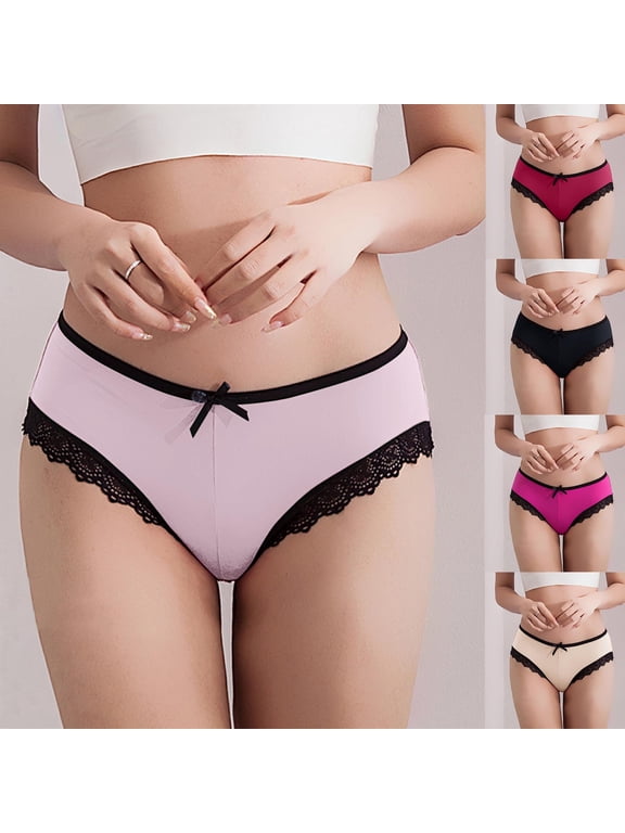 Lace Underwear for Women No Roll Hipster Panties Cute Low Waist Briefs Comfy Soft No Show Panty Underwear Juniors Everyday Panties