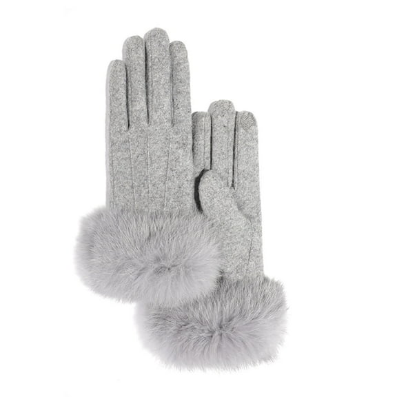 Aboser Ladies Gloves with Faux Fur Trim Fleece Winter Mittens Full Fingers Thermal Gloves Thicken Outdoor Touchscreen Mitten