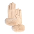 thumbnail image 1 of Aboser Ladies Gloves with Faux Fur Trim Fleece Winter Mittens Full Fingers Thermal Gloves Thicken Outdoor Touchscreen Mitten, 1 of 5