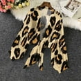 thumbnail image 1 of Aboser Leopard Print Chiffon Cardigans for Women Trendy Tie Knot Bolero Cardigan Casual Puff Sleeve Shawls Lightweight Open Front Cover Ups, 1 of 7