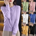 thumbnail image 1 of Aboser Lightweight Cardigan Sweaters for Women Button Up Long Sleeve Knitwear Comfy Casual Crewneck Cardigans Fall Basic Knit Sweater Tops, 1 of 5