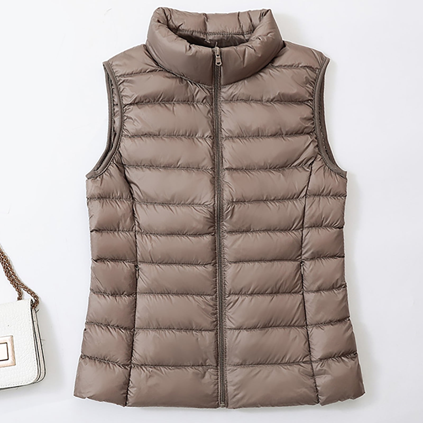 Aboser Lightweight Down Vest Women Thermal Stand Collar Puffer Jacket ...