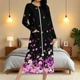 thumbnail image 1 of Aboser Lightweight Zip Front Robes for Women Elegant Floral Printed Bathrobe Long Sleeve Full Length Housecoat Soft Loungewear Nightgown with Two Side Pockets Sleepwear, 1 of 9