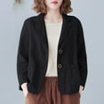 thumbnail image 1 of Aboser Linen Blazer Women Oversized Lightweight Cardigan Long Sleeves Casual Lapel Jacket Button Work Office Coat Clearance, 1 of 7