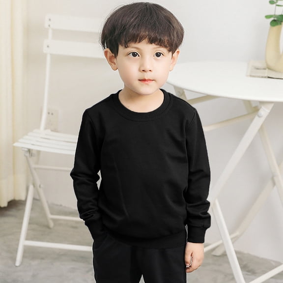 Aboser Little Boys Girls Sweatshirts Solid Color Fall Clothes Kids Unisex Cotton Shirts Long Sleeve Plain Pullover Tops Toddler Baby Active Tshirts