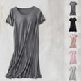 thumbnail image 1 of Aboser Long Nightgowns for Women with Built in Bra Cotton Nightshirts Cozy Modal Short Sleeve Sleepdress Casual Crew Neck Loungewear Solid Color Padded Sleepshirt, 1 of 6