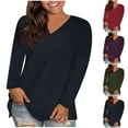 thumbnail image 1 of Aboser Long Sleeve Tops for Women Plus Size V Neck T Shirts Breathable Soft Basic Tees Solid Color Fall Tshirts Lightweight Loose Fits Tee Shirt Navy L, 1 of 9