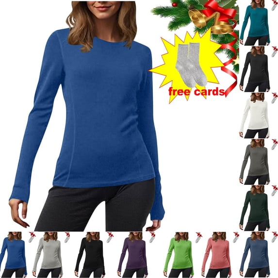 Aboser Long Sleeve Tops for Women Casual Basic Shirts Solid Color Layering Shirt Comfy Soft Crewneck Tshirts Lightweight Lounge Tops