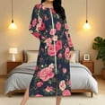 thumbnail image 1 of Aboser Long Sleeve Zipper Robes for Women Soft Floral Printed House Coat Casual Zip Front Nightgown Breathable Full Length Loungewear Sleepwear Bathrobe with Pockets, 1 of 9