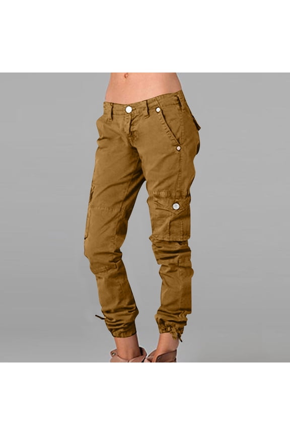 Low Rise Cargo Joggers for Women Cuffed Leg Tactical Pants Athletic Casual Outdoor Travel Trousers Military Combat Work Pants
