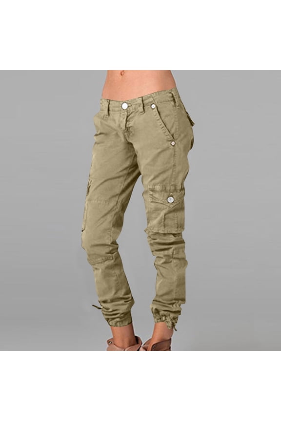 Low Rise Cargo Joggers for Women Cuffed Leg Tactical Pants Athletic Casual Outdoor Travel Trousers Military Combat Work Pants