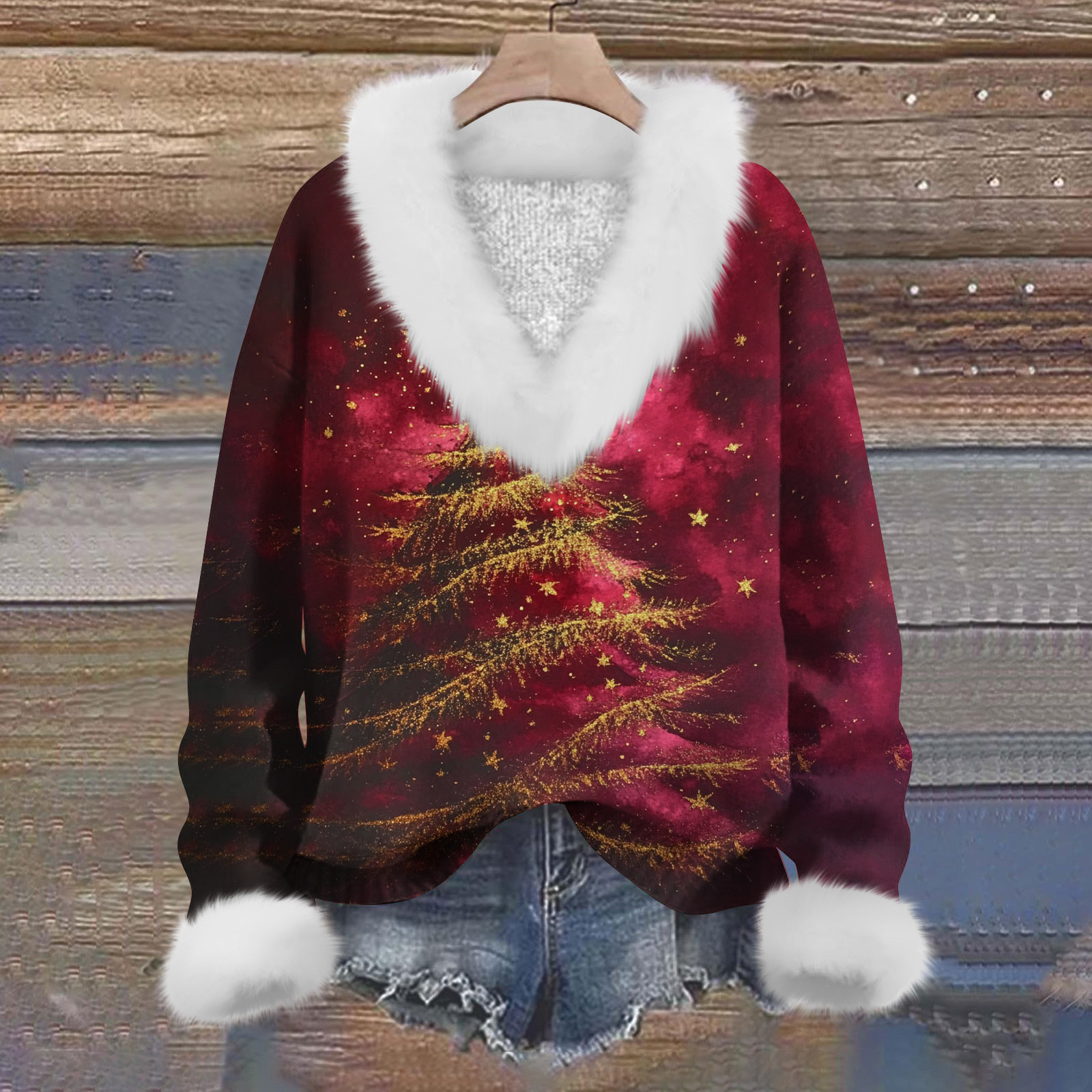 KIDDAD Women's Christmas T-Shirt - Plaid Xmas Tree Graphic Raglan Long Sleeve Baseball Tee