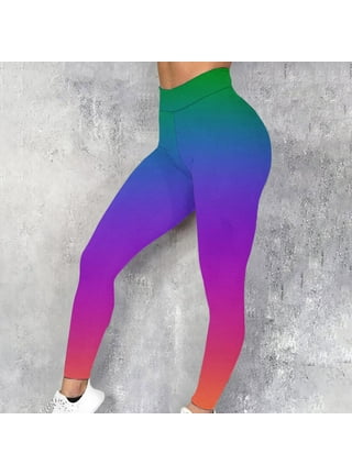 Adult Rainbow Leggings for Women, Pastel Rainbow Clothing, Yoga Leggings,  High Waisted Workout Leggings, Colorful Spring Clothes 2024 