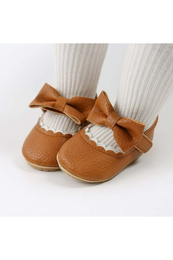 Newborn Infant Girls Mary Jane Flats Baby Girl First Walking Shoes Soft Sole Cloth Shoes 0-15 Months Bowknot Crib Shoes Non Slip Dress Shoes