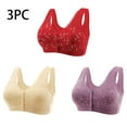 thumbnail image 1 of Aboser No Underwire Bras for Women Plus Size 3 Packs Bra Full Coverage Daisy Bralettes Comfortable Front Closure Bras, 1 of 9