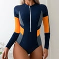 thumbnail image 1 of Aboser One Piece Rash Guard for Women Long Sleeve Zipper Swimsuit Sun Protection Surfing Bathing Suits Slimming High Cut Wetsuit Swimwear, 1 of 6