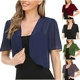 thumbnail image 1 of Aboser Open Front Bolero Cardigans for Women Lightweight Sheer Chiffon Cardigan Casual Short Sleeve Cropped Shirt Loose Fit Cover Ups, 1 of 5