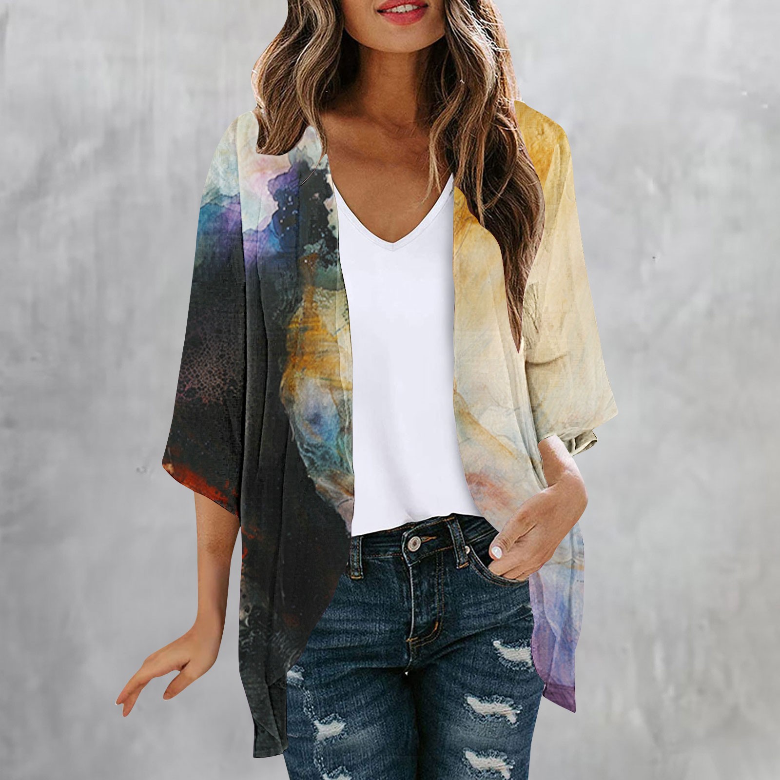 Kimono Cardigan Summer Cardigans For Women Lightweight 3/4 Sleeve Kimono Cardigan Summer Cardigans For Women Lightweight 3/4 Sleeve