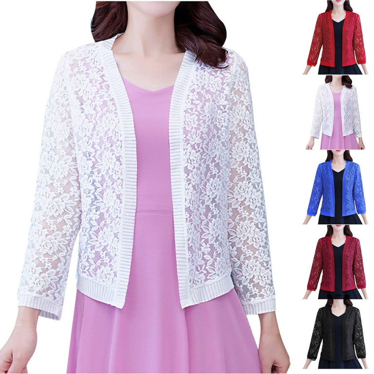 Aboser Open Front Shrug Cardigans for Women Plus Size Lace Corchet