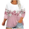 thumbnail image 1 of Aboser Oversized 3/4 Sleeve Tops for Women Cute Floral Printing Shirt Plus Size Casual T Shirts Comfort Round Neck Blouses Loose Fits Beach Vacation T-shirt, 1 of 5