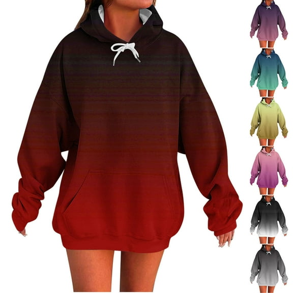 Aboser Oversized Hoodies for Women Fall Fashon Gradient Graphic Sweatshirts Loose Fit Casual Pullover Cozy Long Sleeve Hoodie Tops with Pocket Black XXL