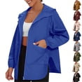 thumbnail image 1 of Aboser Oversized Rain Jacket Women Lightweight Waterproof Windbreaker Outdoor Active Hiking Camping Jackets Loose Zip Up Hooded Raincoat with Pockets, 1 of 8