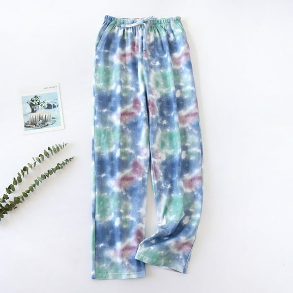 Aboser Pajama Pants Women,Women's Comfy Casual Pajamas Tie Dye Print Lounge Pants Soft Wide Leg Sleep Pants Elastic Waist Sleepwear