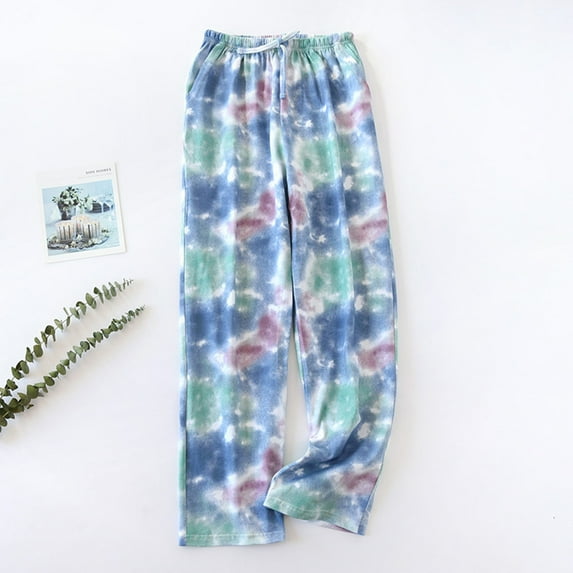 Aboser Pajama Pants Women,Women's Comfy Casual Pajamas Tie Dye Print Lounge Pants Soft Wide Leg Sleep Pants Elastic Waist Sleepwear