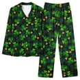 thumbnail image 1 of Aboser Pajamas for Women Clearance,Womens St Patricks Day Pajama Set Long Sleeve Notch Collar Loungewear Two Piece Sleepwear Button Down Pj Set, 1 of 4