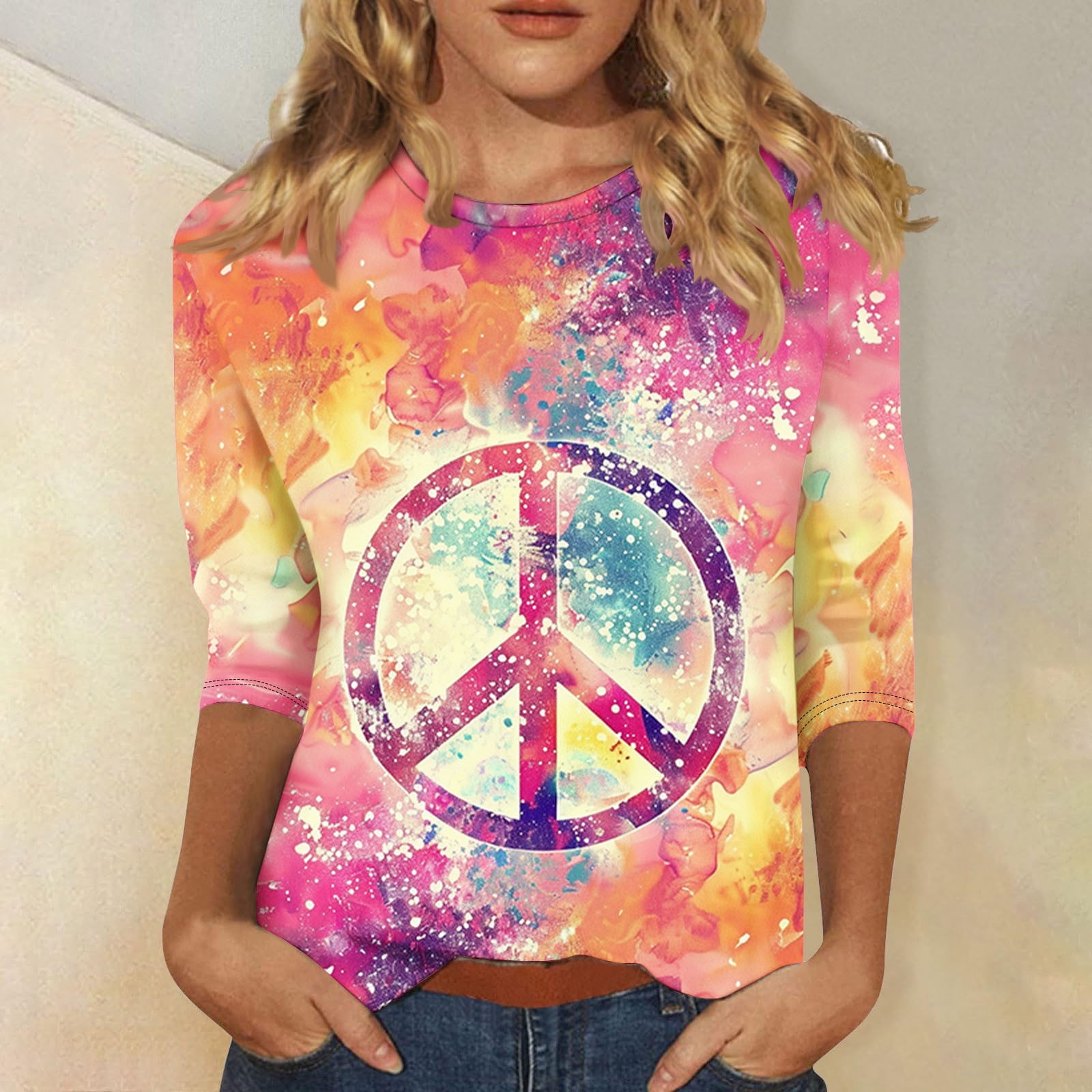 Widmann T-Shirt Hippie Da Donna Fotorealistica - Maglietta Colorata L/XL Per Feste A Tema E Carnevale - 2