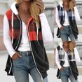 thumbnail image 1 of Aboser Plaid Vest Jacket for Women Plus Size Fleece Jackets Fuzzy Sherpa Plush Outerwear Zip Up Sleeveless Vests Fluffy Soft Hooded Coats, 1 of 6