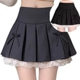 thumbnail image 1 of Aboser Pleated Skirts for Women Y2K Mini Skirt Trendy High Waisted Skater Skirts Cute Lace Patchwork Short Skirt Flowy A Line Uniform Skirts, 1 of 7