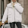thumbnail image 1 of Aboser Plus Size Puffer Jacket Womens Puffy Stand Collar Outerwear with Hood Warm Full Zip Down Quilted Coat Solid Color Bubble Overcoats with Pockets, 1 of 6