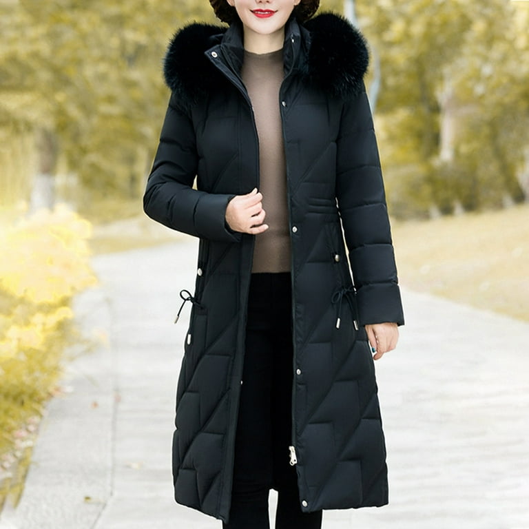 Aboser Plus Size Winter Coats for Women With Faux Fur Collar Long