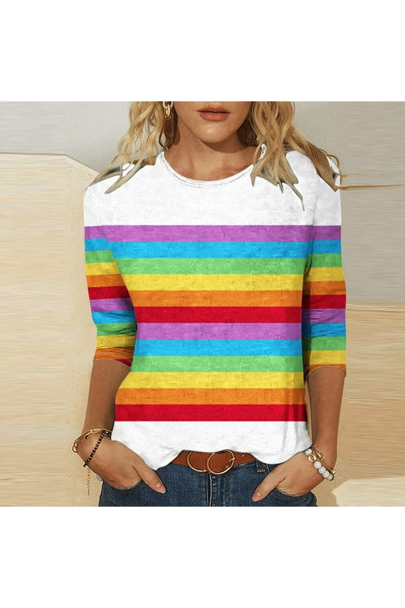 Pride Shirts Women Rainbows Graphic Tees LGBTQ Equality Shirts Ally LGBT Men Women Gift T-Shirt LGBTQ 3/4 Sleeve Tops
