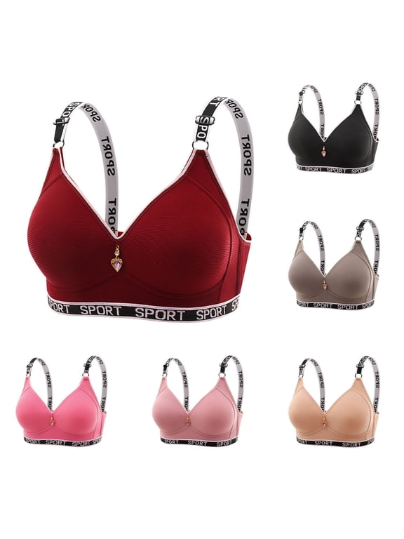 Push Up Sports Bras for Women No Underwire Supportive Bras Lightly Padded Seamless Bralette Full Coverage Wirefree Bras