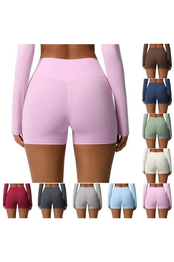 Quick Dry Biker Shorts for Women 4'' High Waisted Tummy Control Shorts No Front Seam Yoga Shorts Gym Running Workout Booty Shorts