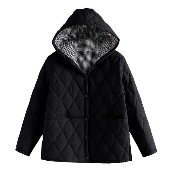 Aboser Quilted Jackets for Women Plus Size Lightweight Jacket Coat Warm Diamond Quilted Coats Baggy Button Down Outerwear with Pockets