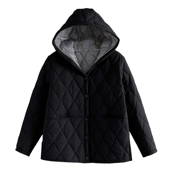 Aboser Quilted Jackets for Women Plus Size Lightweight Jacket Coat Warm Diamond Quilted Coats Baggy Button Down Outerwear with Pockets