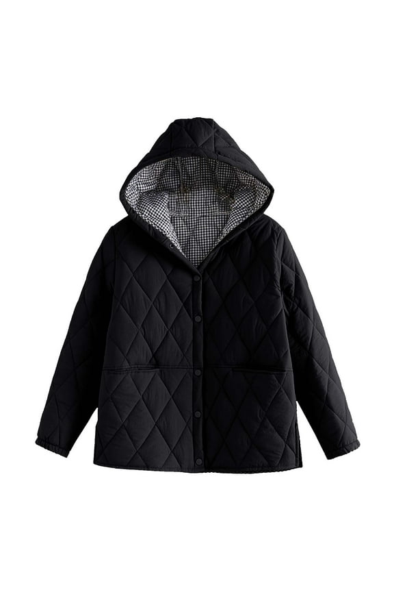 Quilted Jackets for Women Plus Size Lightweight Jacket Coat Warm Diamond Quilted Coats Baggy Button Down Outerwear with Pockets
